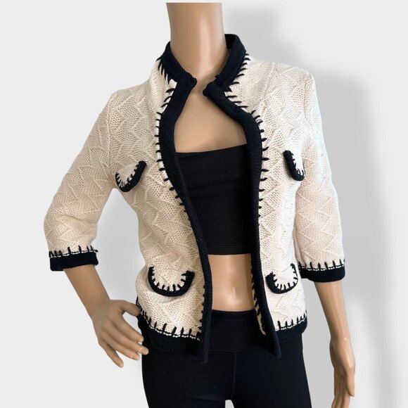 cAbi Ivory Open Cardigan Short Sleeve Sweater‎ - Picture 1 of 5